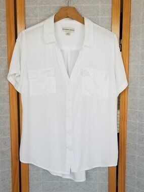 Women's Alexander Jordan White Short Sleeve Shirt with Pockets Size Large